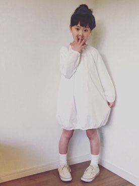 「アイテム（カチューシャ）」を使った、misseiさん（キッズ・130cm）の冬コーディネート