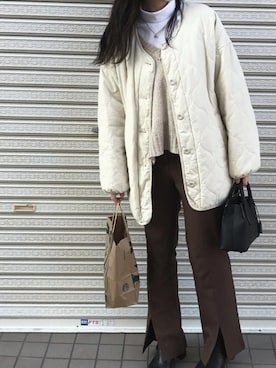 「DHOLIC（ディーホリック）のアイテム（パンツ）」を使った、04maaaさん（レディース・155cm）の冬コーディネート