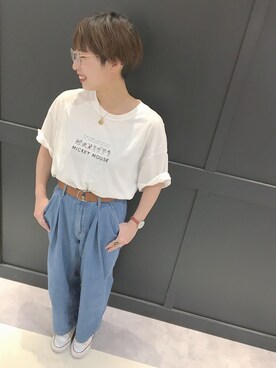 Rihoさんの「【別注】MICKEY MOUSE Art Tシャツ ★」を使ったコーディネート