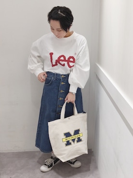 「Lee（リー）のアイテム（スカート）」を使った、Rihoさん（レディース・155cm）の冬コーディネート