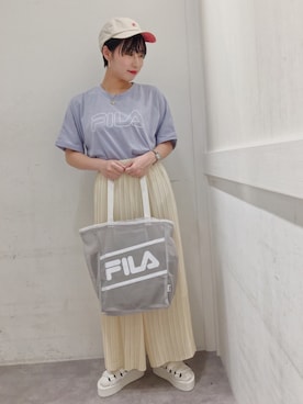 「サックスブルー」｜「アイテム（帽子）」を使った、Rihoさん（レディース・155cm）の春コーディネート