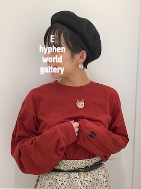 「刺繍」｜「アイテム（ハンチング/ベレー帽）」を使った、Rihoさん（レディース・155cm）の夏コーディネート