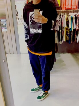 「PLEASURES（プレジャー）のアイテム（スウェット、ブラック系）」を使った、yeung369さん（メンズ・175cm）の冬コーディネート