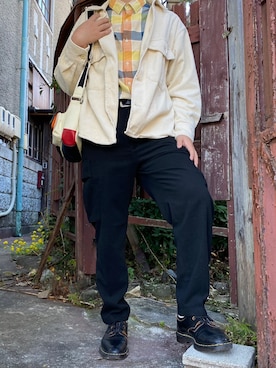 「GU（ジーユー）のアイテム（ノーカラージャケット）」を使った、Kouさん（メンズ・170cm）の秋コーディネート