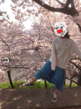 「花見コーデ」｜「アイテム（スウェット）」を使った、yuppieさん（レディース・159cm）の春コーディネート
