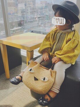 「koreaのアイテム（ハット、グレー系）」を使った、ouiさん（キッズ・110cm）の春コーディネート