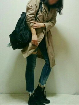 「Ungrid（アングリッド）のフレイドヘムストスリ（デニムパンツ）」を使った、coppepanさん（レディース・164cm）の春コーディネート