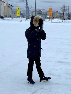 「CANADA GOOSE（カナダグース）の【CANADA GOOSE】2062MA LANGFORD PARKA FUSION FIT ダウンコート MEN（ダウンジャケット/コート、ブラック系）」を使った、motimotikouchanさん（メンズ・161cm）の冬コーディネート