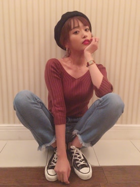 「Another Edition（アナザーエディション）のアイテム（帽子）」を使った、近藤千尋さん（レディース・160cm）の秋コーディネート