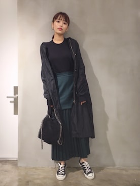 「CLANE（クラネ）のアイテム（スカート）」を使った、近藤千尋さん（レディース・160cm）の秋コーディネート