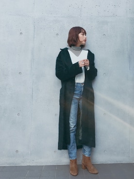 「EMODA（エモダ）のアイテム（その他アウター）」を使った、近藤千尋さん（レディース・160cm）の冬コーディネート