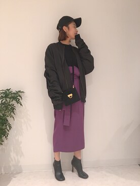 近藤千尋さんの「KBF+　ウエストリボンラップスカート」を使ったコーディネート