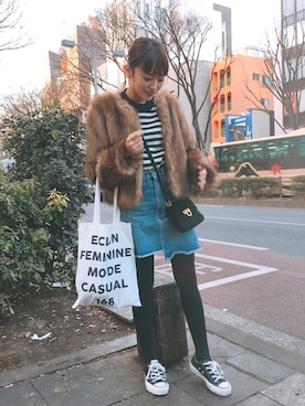 「ami（アミ）のアイテム」を使った、近藤千尋さん（レディース・160cm）の冬コーディネート