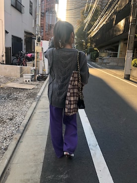 「6（ロク）の＜6(ROKU)＞GEORGETTE HIGH WAIST PANTS/パンツ ◆（その他パンツ）」を使った、近藤千尋さん（レディース・160cm）の秋コーディネート