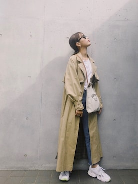 「Ameri（アメリ）のアイテム（トレンチコート）」を使った、近藤千尋さん（レディース・160cm）の春コーディネート