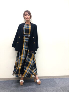 近藤千尋さんの「LINEN CHECK DRESS / リネンチェックドレス」を使ったコーディネート