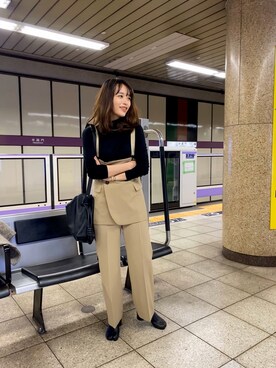 近藤千尋さんの「MARLENE SET UP PANTS（AMERI｜アメリ）」を使ったコーディネート