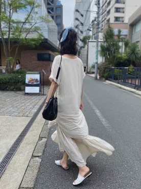 「BLACK CRANE（ブラッククレーン）のアイテム」を使った、近藤千尋さん（レディース・160cm）の夏コーディネート