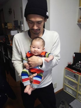 「VISVIM（ビズビム）のアイテム（帽子）」を使った、tamakiさん（キッズ・60cm）の冬コーディネート