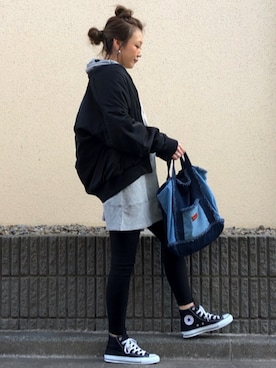「select MOCA（セレクトモカ）のアイテム（MA-1）」を使った、asamiさん（レディース・163cm）の冬コーディネート
