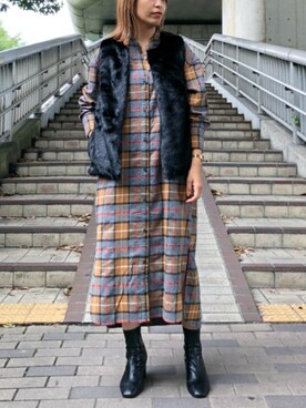 シャツワンピースを使った ファーベスト のコーディネート一覧 Wear