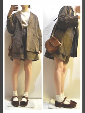 「SVEC（シュベック）のカンフーシューズ kung fu Shoes / ストラップパンプス（バレエシューズ）」を使った、mintさん（レディース・157cm）の秋コーディネート