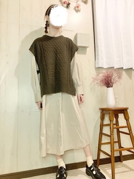 「秋のカフェオレコーデ」｜「アイテム（シャツワンピース）」を使った、mintさん（レディース・157cm）の秋コーディネート