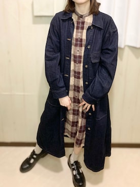 「チェック柄に恋してる」｜「アイテム（デニムジャケット）」を使った、mintさん（レディース・157cm）の秋コーディネート