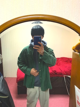 「Adoon plain（アドーンプレーン）のアイテム（パーカー）」を使った、とびさん（メンズ・169cm）の冬コーディネート