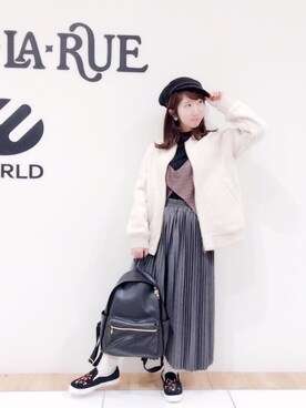 「ボア」｜「アイテム（アンサンブル）」を使った、あいさん（レディース・153cm）の冬コーディネート