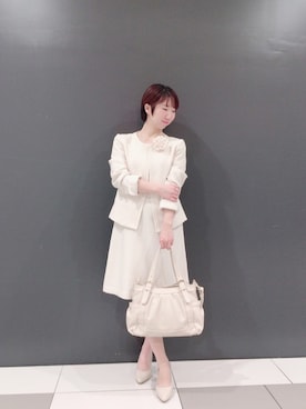 「パーティースタイル」｜「アイテム（ノーカラージャケット）」を使った、あいさん（レディース・153cm）の春コーディネート