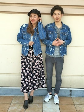 「アイテム（キャスケット）」を使った、maoさん（レディース・168cm）の春コーディネート