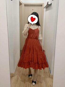 「VINTAGE（ヴィンテージ）のアイテム（ジャンパースカート）」を使った、Janesayさん（レディース・160cm）の秋コーディネート