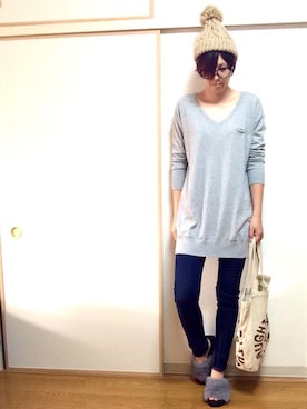 「Doシンプル部」｜「アイテム（ニットキャップ/ビーニー）」を使った、shihomiさん（レディース・168cm）の秋コーディネート