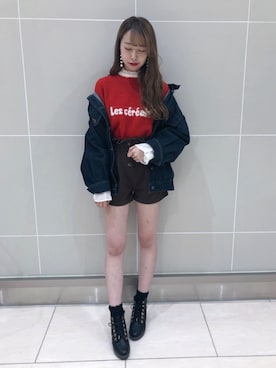 「へザー」｜「アイテム（デニムジャケット）」を使った、NENEさん（レディース・162cm）の秋コーディネート