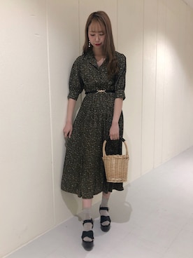 「ロングワンピース」｜「アイテム（ベルト）」を使った、NENEさん（レディース・162cm）の春コーディネート