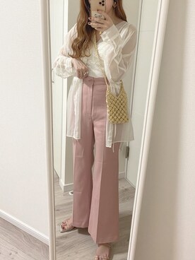 「Heather（ヘザー）のサイドスリットスケチュニックシャツ　885763（シャツ/ブラウス）」を使った、NENEさん（レディース・162cm）の夏コーディネート