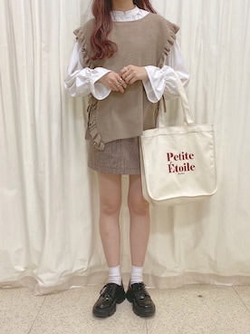 「へザー」｜「アイテム（トートバッグ）」を使った、NENEさん（レディース・162cm）の冬コーディネート
