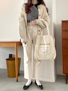 「へザー」｜「アイテム（トートバッグ）」を使った、NENEさん（レディース・162cm）の冬コーディネート