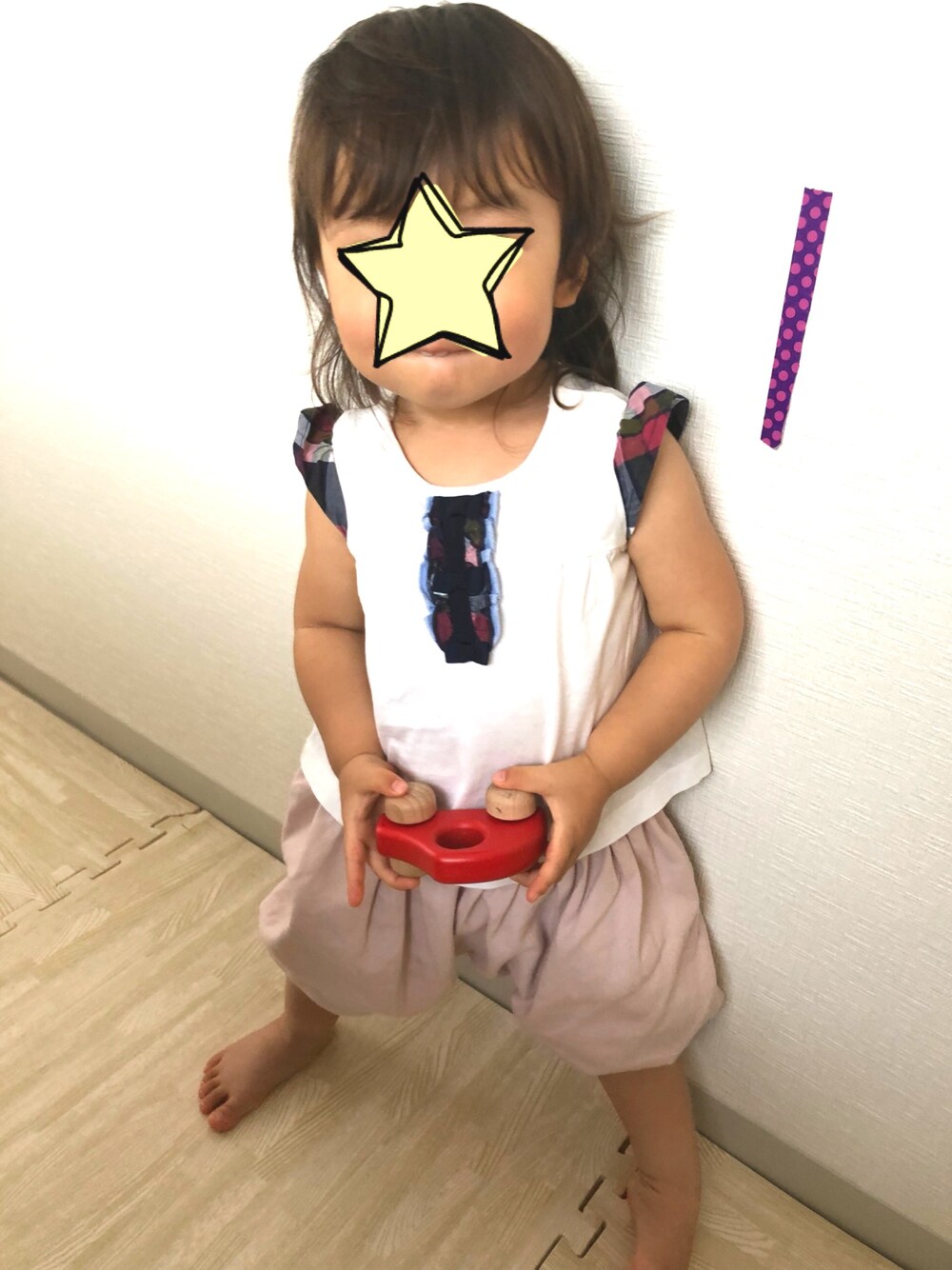 「キッズコーデ、summer、カジュアルコーデ、シンプル、女の子、1歳、1歳10ヶ月、夏コーデ、組曲KIDS、かぼちゃパンツ」｜「組曲のアイテム（Tシャツ/カットソー、ホワイト系）」を使った、✩hm✩さん（キッズ・80cm）の夏コーディネートの1枚目の写真