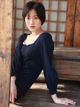 「通勤穿搭」｜「アイテム（ワンピース/ドレス）」を使った、Eliseさん（レディース・164cm）の春コーディネート