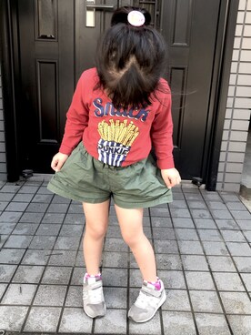 「devirock（デビロック）のアイテム（Tシャツ/カットソー、オレンジ系）」を使った、china＊さん（レディース・157cm）の春コーディネート