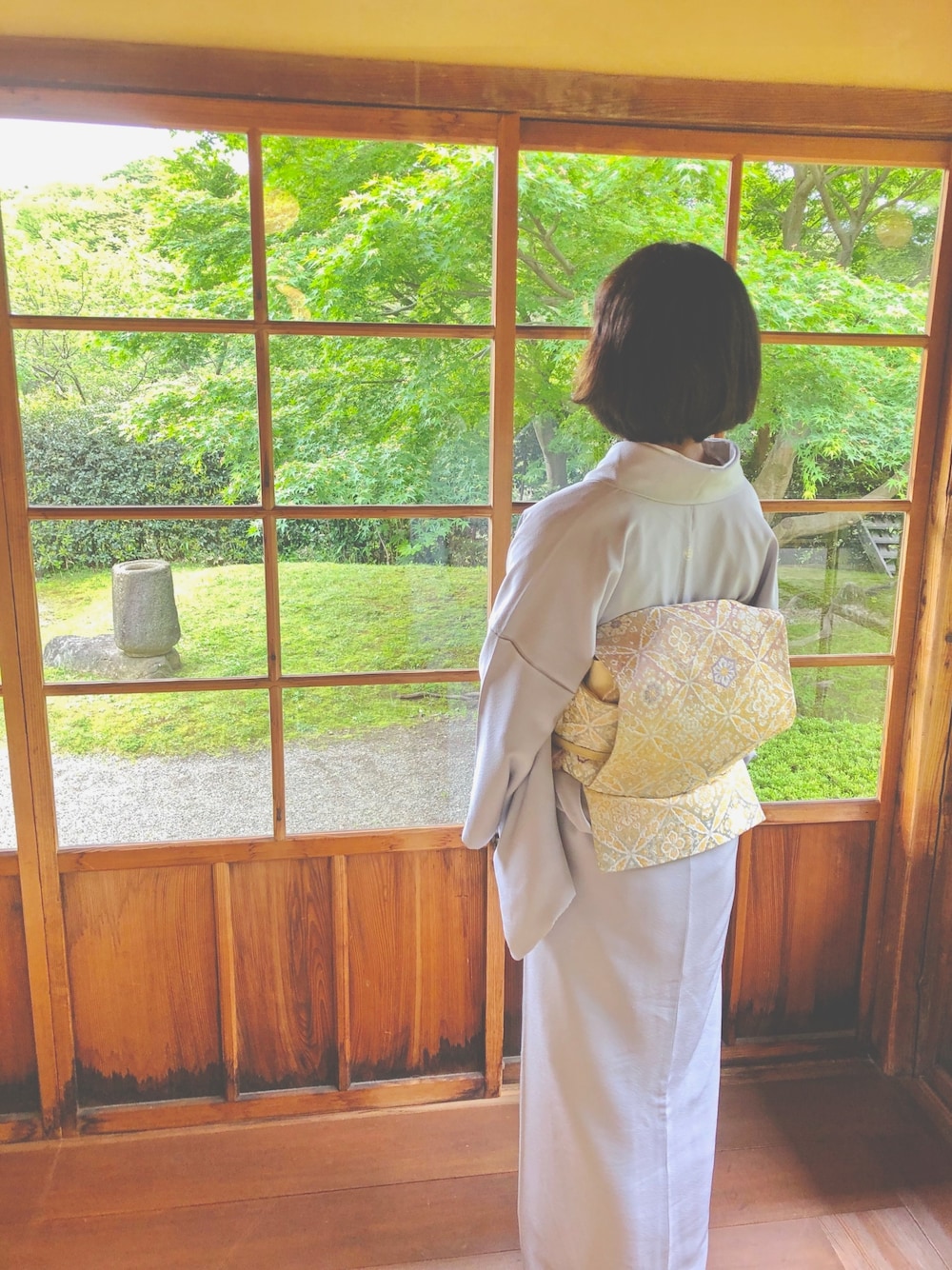 「レンタル着物、和装、着物、着物レンタル、お茶会」｜「丸昌 レンタルのアイテム（着物、ブルー系）」を使った、MAKI  MINATO さん（レディース・168cm）の冬コーディネートの1枚目の写真