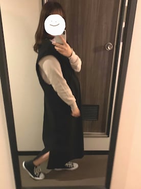 「ワンピース×スニーカー」｜「アイテム（その他アウター）」を使った、aiëさん（レディース・151cm）の冬コーディネート