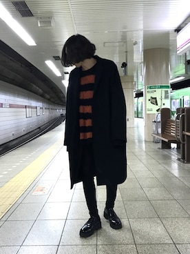 「ラッドミュージシャン」｜「アイテム（チェスターコート）」を使った、sa.sh.ooさん（メンズ・175cm）の秋コーディネート