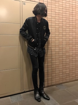 「SAINT LAURENT PARIS（サンローランパリ）のアイテム（ブルゾン）」を使った、sa.sh.ooさん（メンズ・175cm）の冬コーディネート