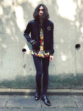 「SAINT LAURENT PARIS（サンローランパリ）のアイテム（ブルゾン）」を使った、sa.sh.ooさん（メンズ・174cm）の春コーディネート