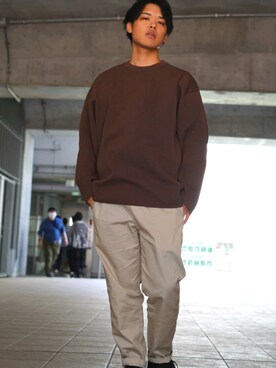 Gu ジーユー のニット セーター ブラウン系 を使ったメンズ人気ファッションコーディネート Wear Gu ジーユー のニット セーター ブラウン系 を使ったメンズ人気ファッションコーディネート Wear