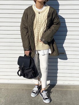 「GeeRA（ジーラ）のアイテム（その他アウター）」を使った、MIHOさん（レディース・158cm）の冬コーディネート