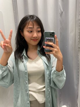 「GU（ジーユー）のアイテム（タンクトップ、ベージュ系）」を使った、ナカジの為のさんの春コーディネート